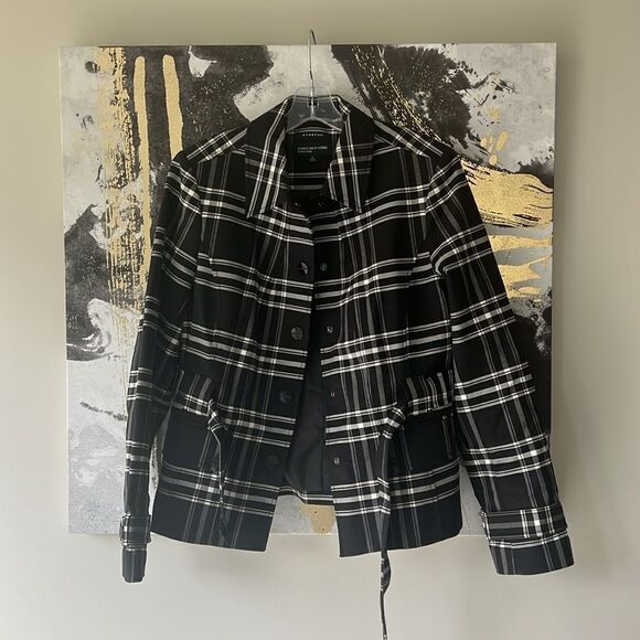 Jones New York plaid  Jacket Size small Women’s Black White Blazer Preppy - Picture 1 of 6